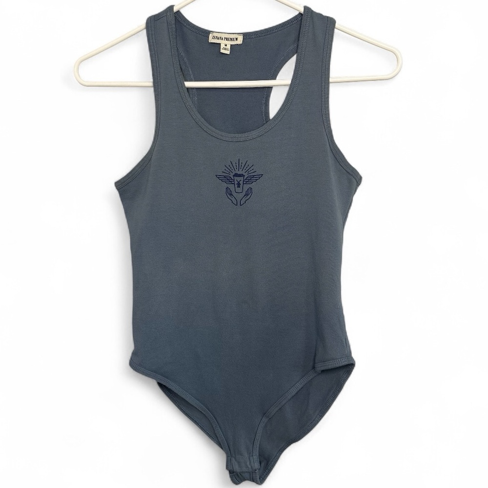Dutch Bros SMALL+XL Blue RARE Bodysuit CUTE! DB 1992 Hands+Coffee+Wings
